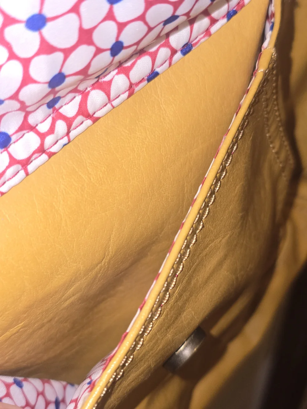 Yellow Leather Shoulder Bag with Front Flap Pocket